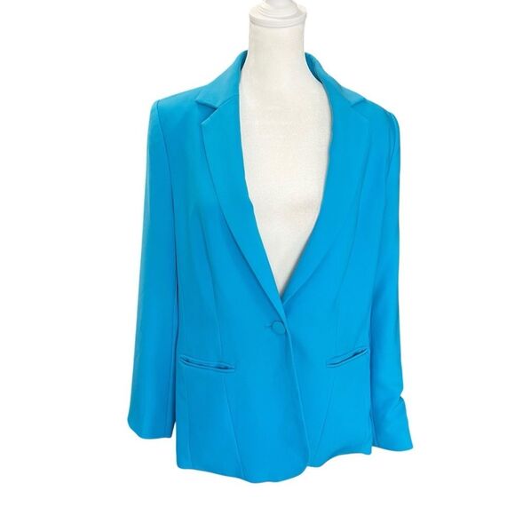 FRAME Malibu Blue One Button Blazer Jacket – Size 6 – Vibrant Turquoise Workwear - Picture 3 of 11